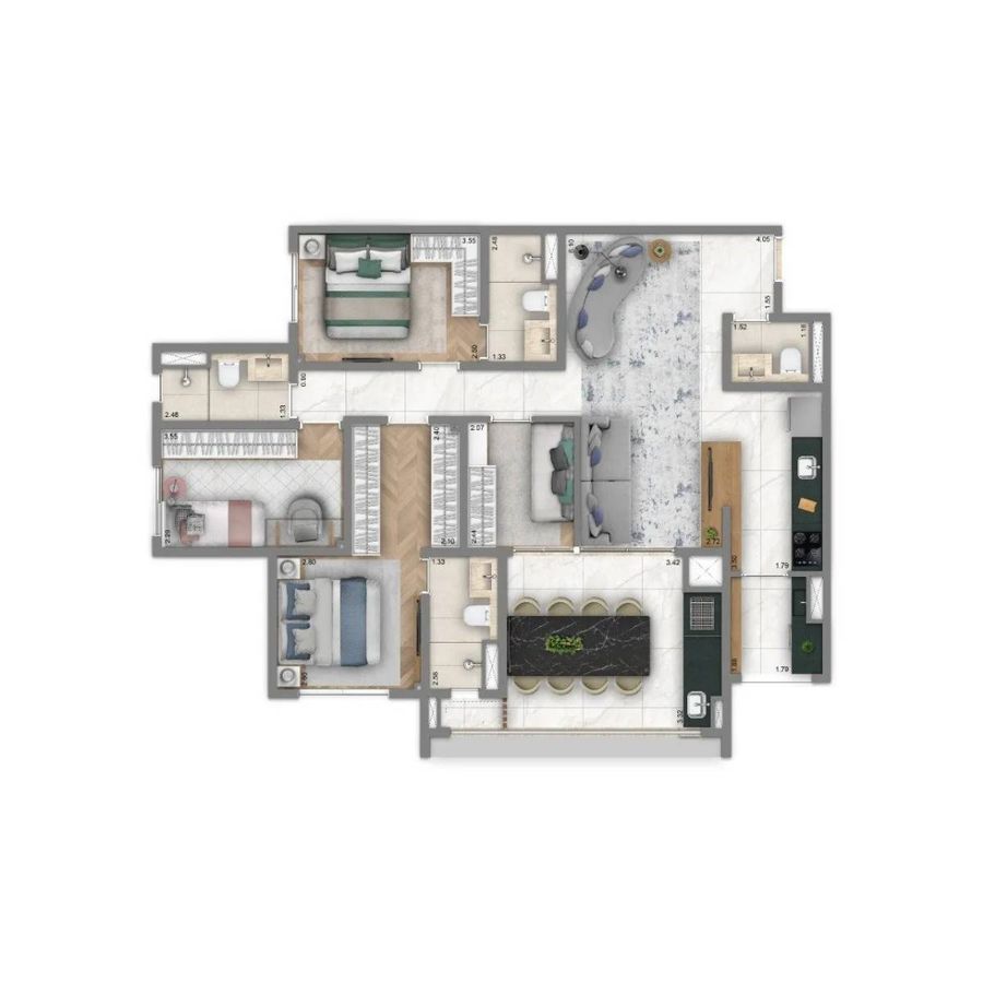 Living infinity construtora living pronto 108 metros 03 suít