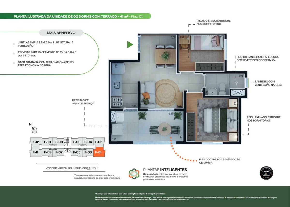 Livus jaraguá construtora livus lançamento 41 metros 02 dorm