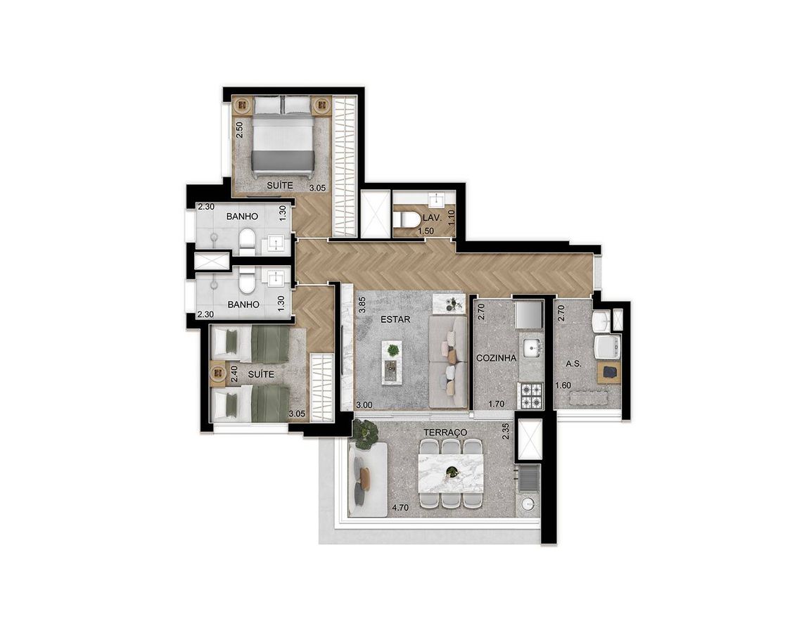 Épico klabin construtora di francesco pronto 78 metros 02 su