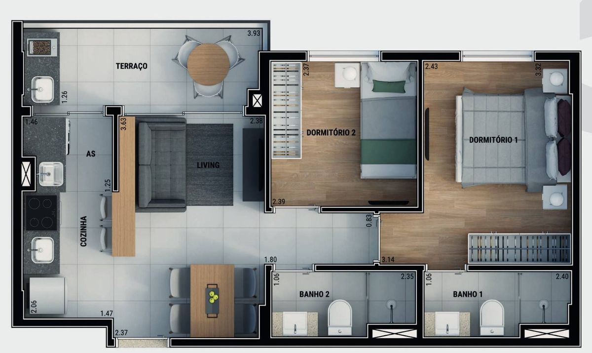 Dna jardim frança construtora evo pronto 46 metros 02 dormit