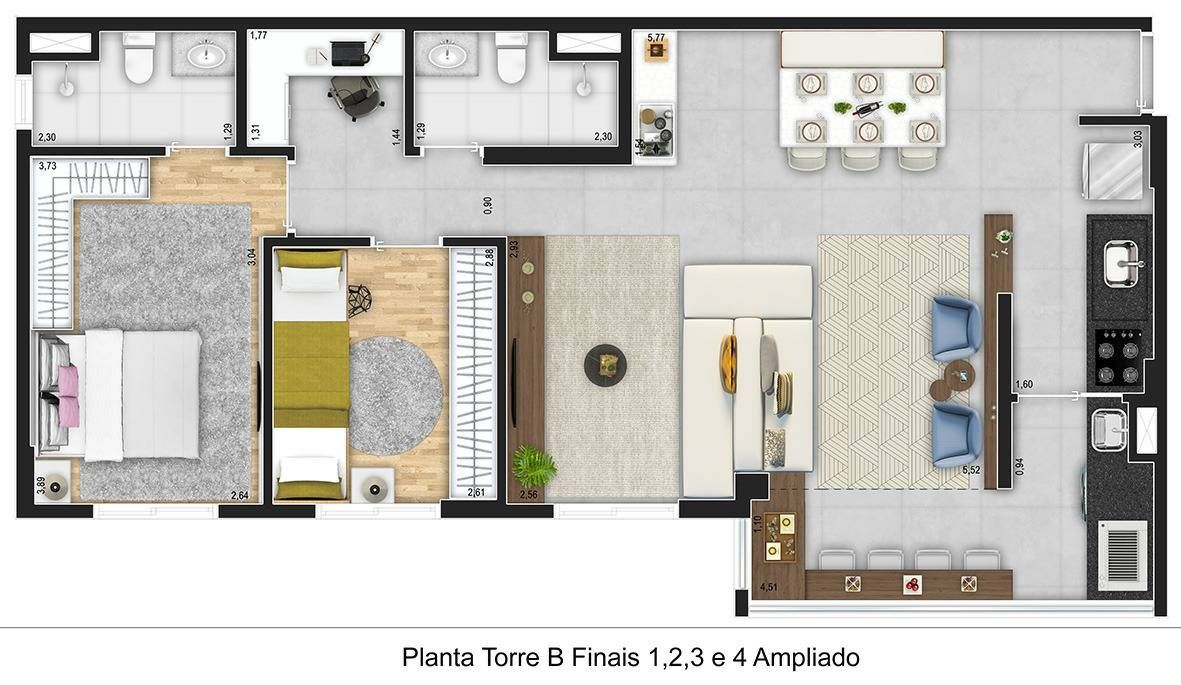 Ar planalto construtora archtech pronto 80 metros 03 dormitó