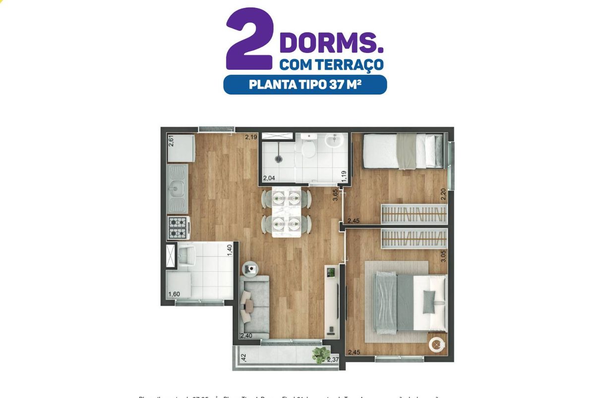 Vibe aricanduva construtora econ construção 37 metros 02 dor