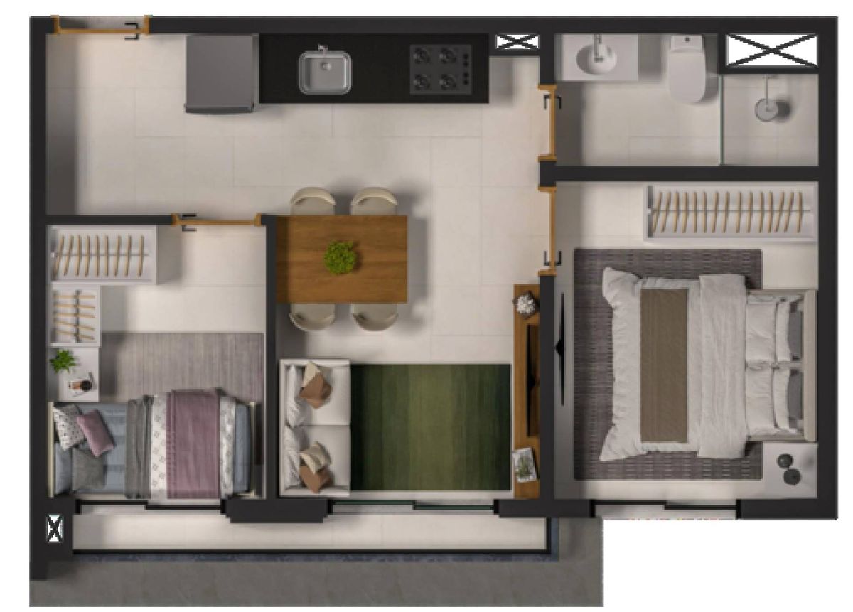 Flamboyant 294 construtora brio pronto 34 metros 02 dormitór
