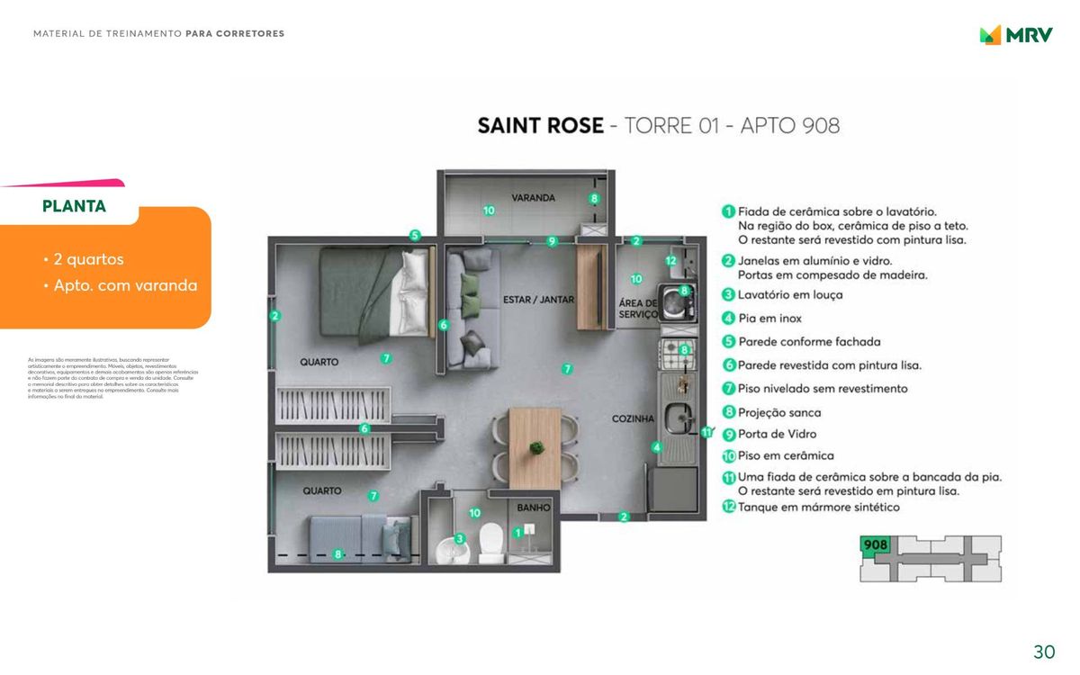 Saint rose construtora mrv construção 38 metros 02 dormitóri