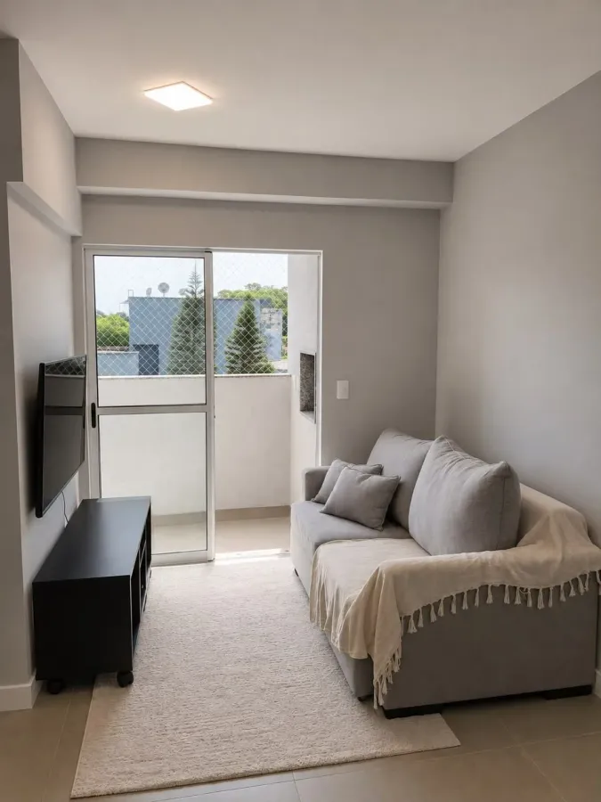 Sala de estar e varanda do apartamento