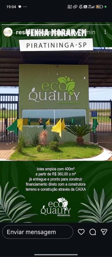 Lote/Terreno, Eco Quality - Piratininga - Lote/Terreno em Centro, Piratininga - à venda - CONECTA BROKER´S