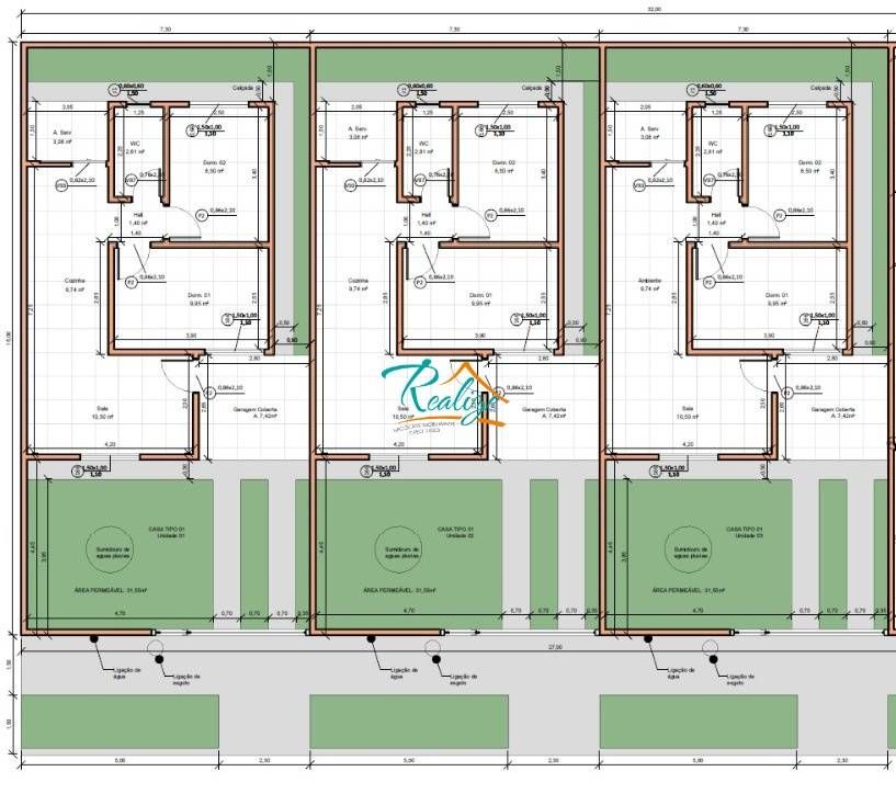 Planta de residência com detalhes