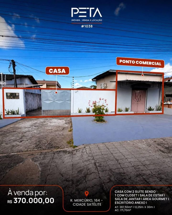 Casa com 2 suítes e Ponto Comercial à Venda, Apta a financiamento, Cidade Satélite - Boa Vista