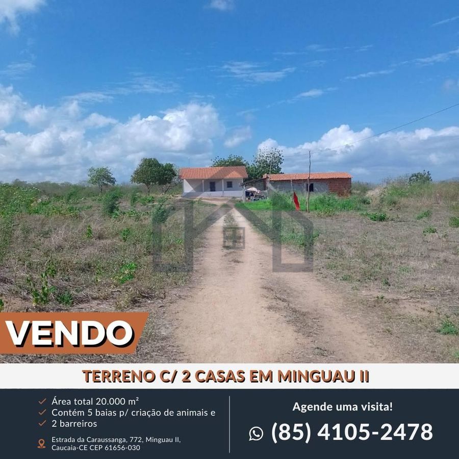 VENDO TERRENO C/ 2 CASAS RESIDENCIAIS EM MINGUAU II - Lote/Terreno em Caucaia - à venda - HABITAT CAUCAIA IMÓVEIS LTDA