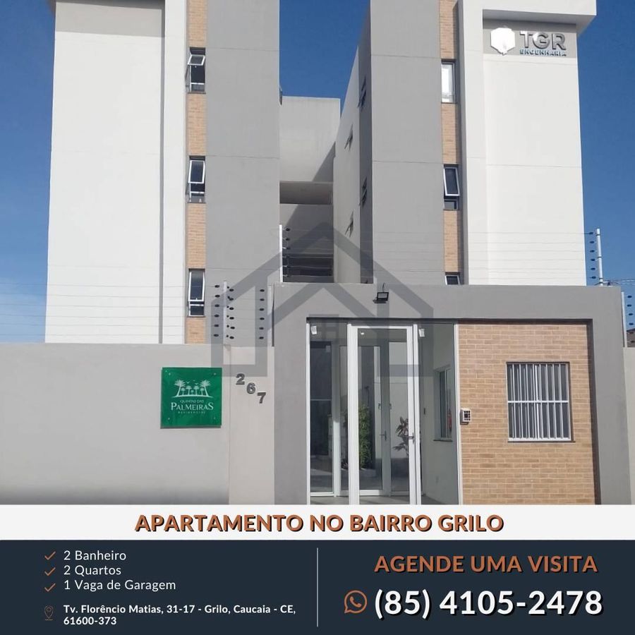 Alugo Apartamento com 2 quartos, sendo 1 suíte, localizado no Bairro Grilo. - Apartamento em Grilo, Caucaia - para locação - HABITAT CAUCAIA IMÓVEIS LTDA