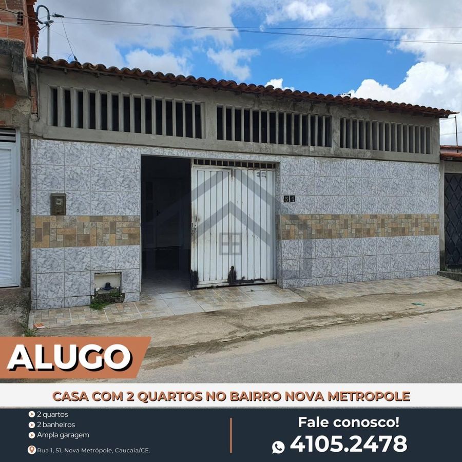 ALUGO CASA COM 2 QUARTOS NO BAIRRO NOVA METRÓPOLE. - Casa em Nova Metrópole (Jurema), Caucaia - para locação - HABITAT CAUCAIA IMÓVEIS LTDA