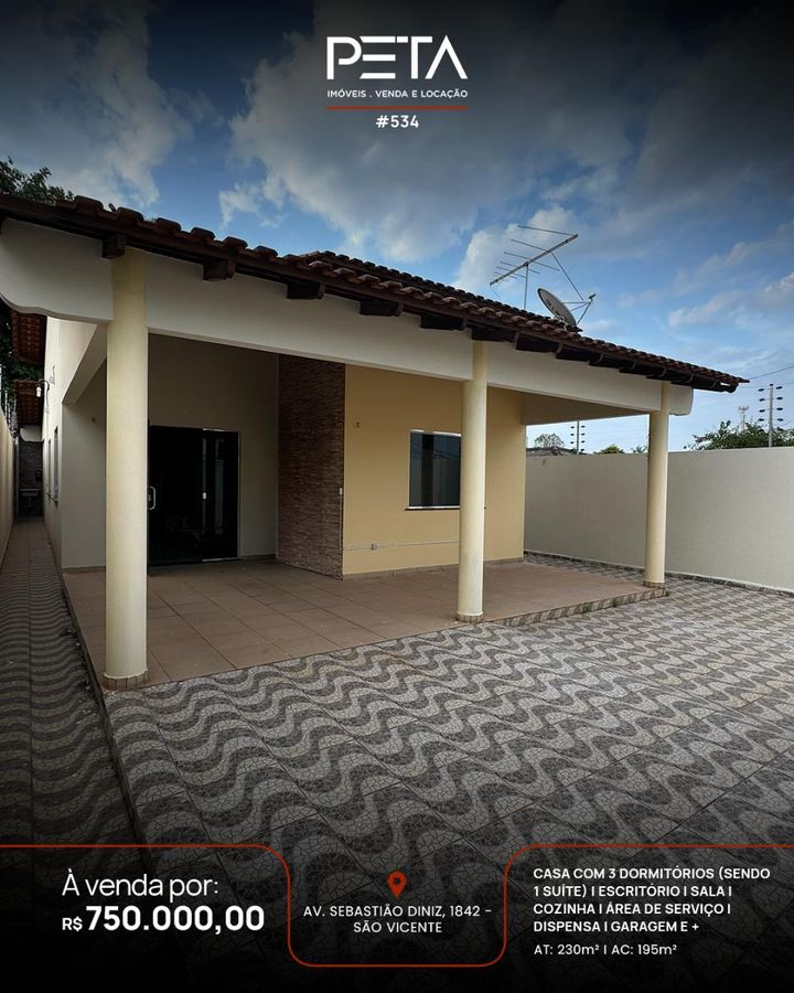 Casa com 3 Quartos à Venda, São Vicente - Boa Vista