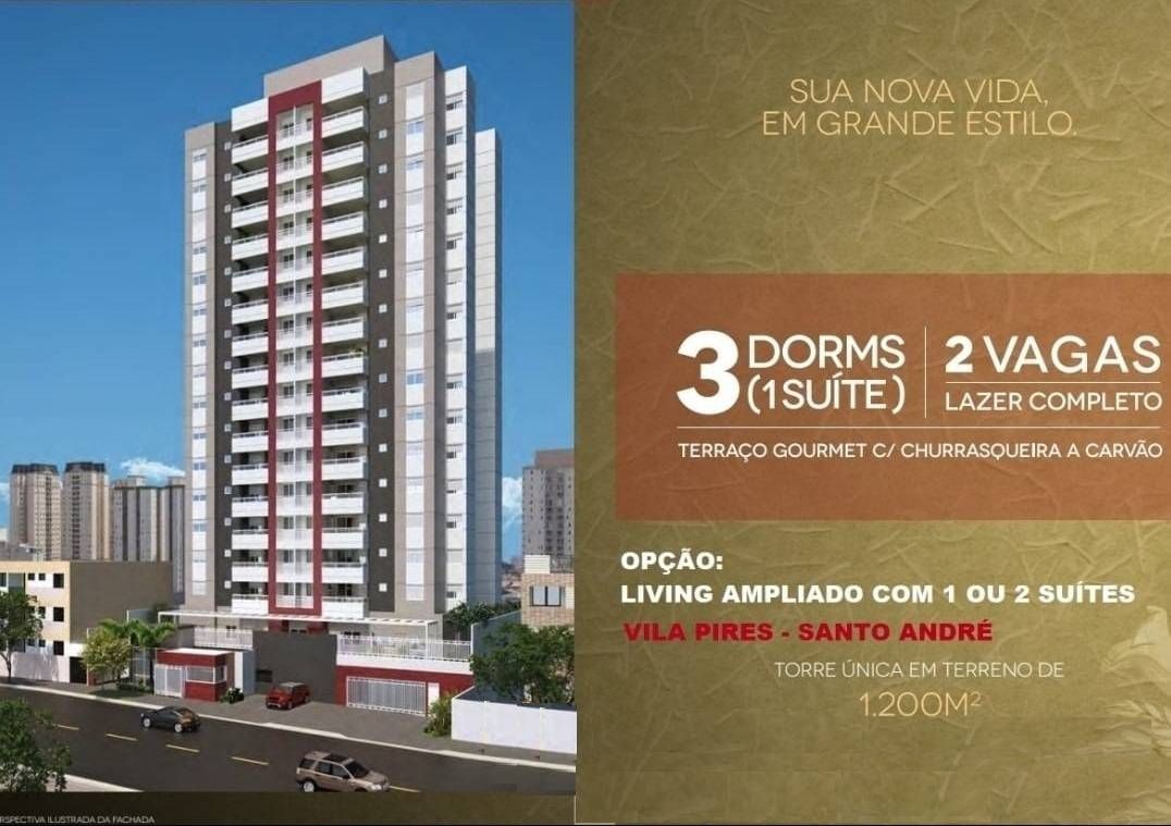 Apartamento 83m², 3 Dormitórios, sendo 1 suíte, 2 vagas, 3 Banheiros, lazer Completo na Vila Pires, Santo André-SP - Apartamento em Vila Pires, Santo André - à venda - Paula & Abreu Imóveis