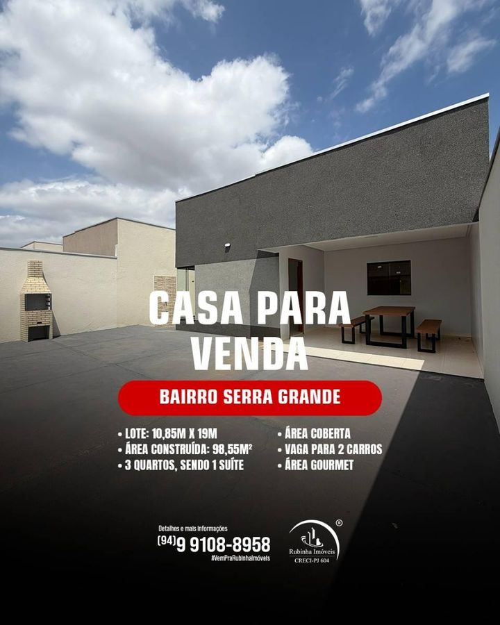 Venda | Bairro Serra Grande - Casa em Serra Grande, Parauapebas - à venda - Rubinha Sousa