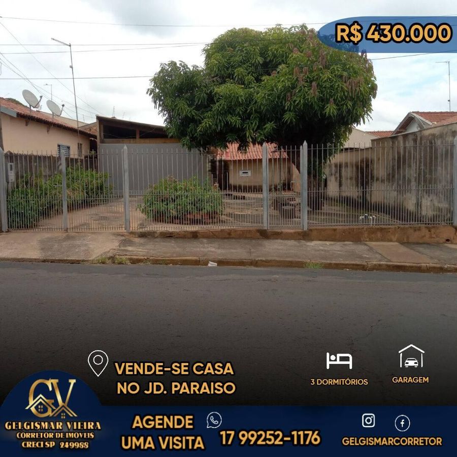 🏡 VENDE-SE CASA NO JD. PARAISO - BEBEDOURO - SP 🏡 - Casa em Jardim Paraíso, Bebedouro - à venda - Gelgismar Vieira