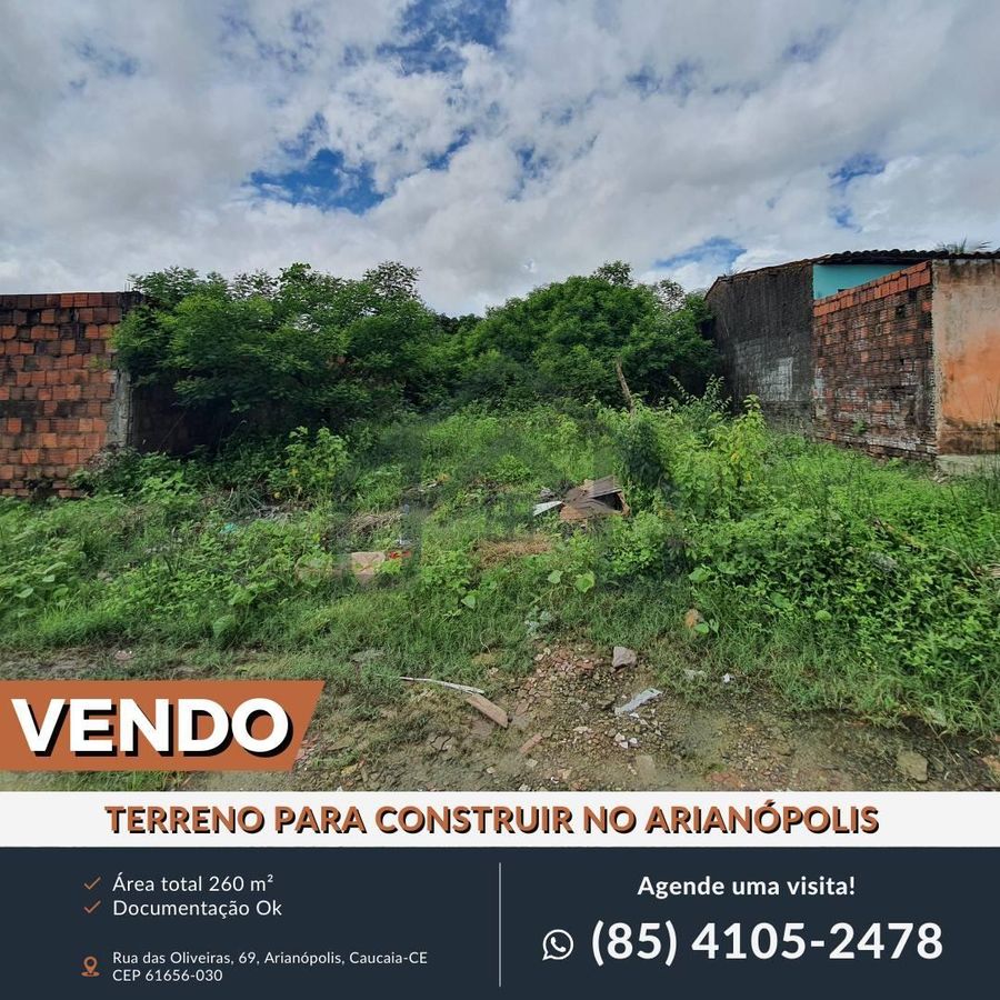 VENDO TERRENO PARA CONSTRUIR NO ARIANÓPOLIS - Lote/Terreno em Caucaia - à venda - HABITAT CAUCAIA IMÓVEIS LTDA