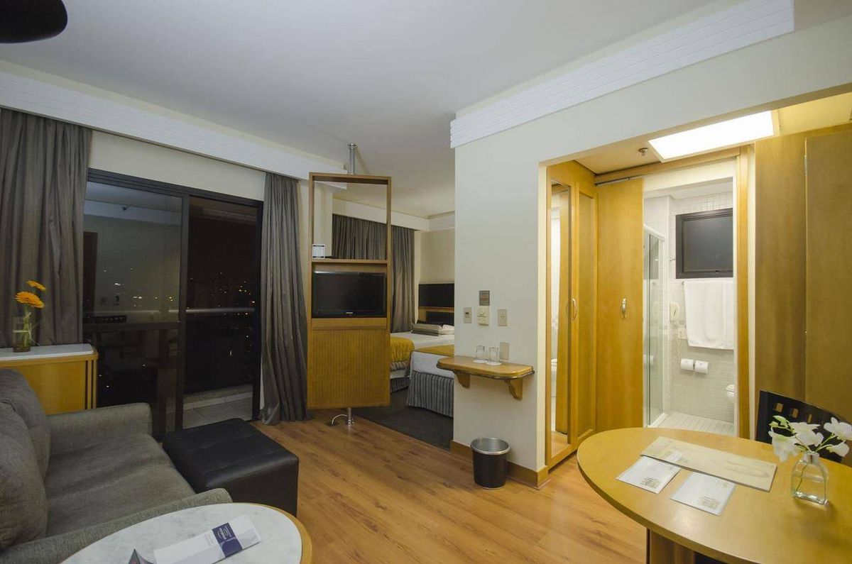 Flat disponível para venda no Estanplaza International na Chácara Santo Antônio, com 26m², 1 quarto e 1 vaga - Flat em Chácara Santo Antônio (Zona Sul), São Paulo - à venda - Prime Flats Negócios Imobiliários