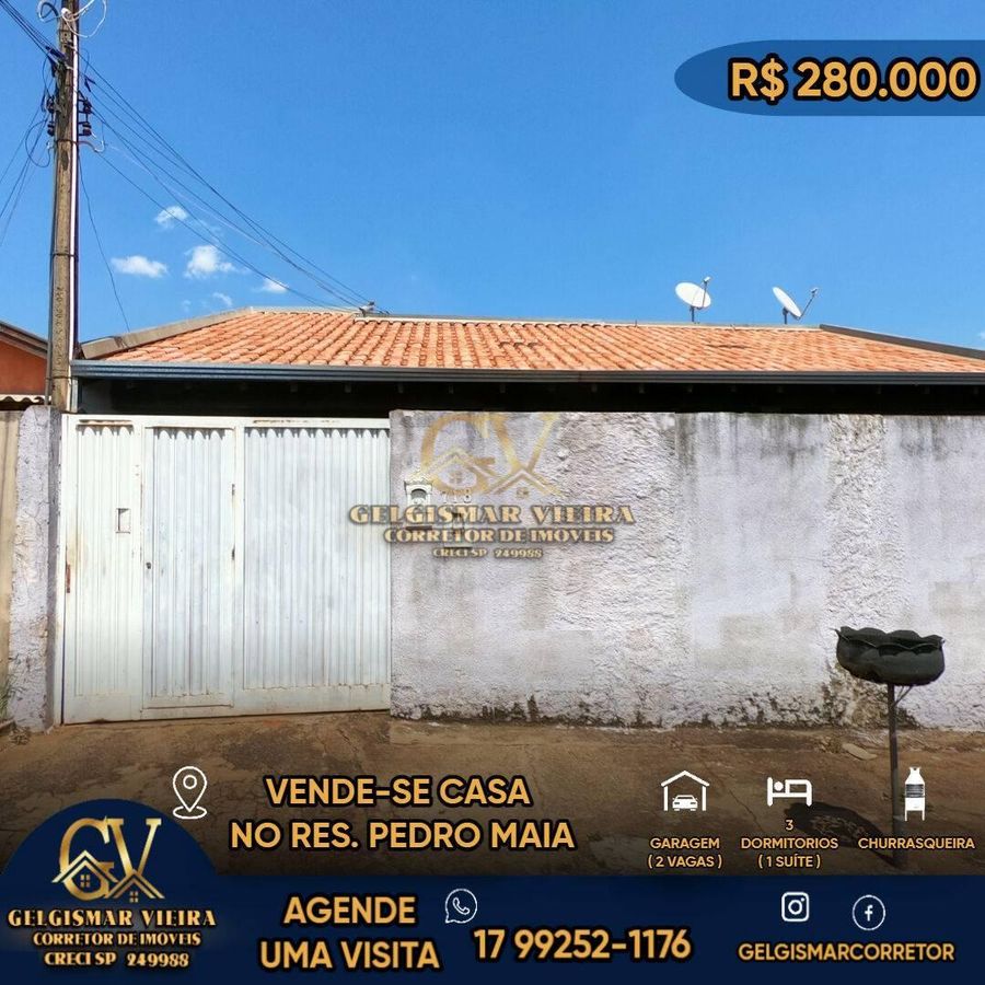🏡 VENDE-SE CASA NO RES. PEDRO MAIA – BEBEDOURO 🏡 - Casa em Residencial Pedro Maia, Bebedouro - à venda - Gelgismar Vieira