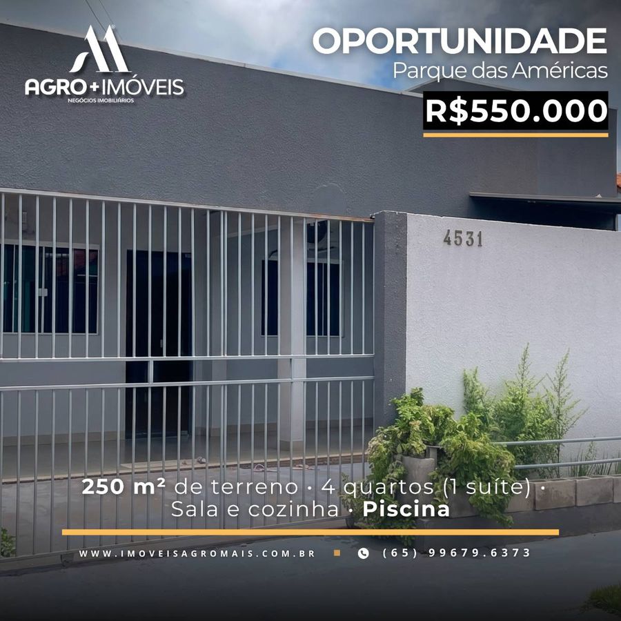 #607 VENDE-SE CASA BAIRRO PARQUE DAS AMÉRICAS - LUCAS DO RIO VERDE - Casa em Parque das Américas, Lucas do Rio Verde - à venda - AGRO+IMÓVEIS NEGÓCIOS IMOBILIÁRIOS LTDA