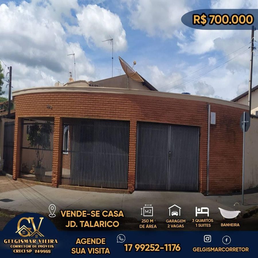 🏡 VENDE-SE CASA NO JD. TALARICO - BEBEDOURO - SP🏡 - Casa em Jardim Talarico, Bebedouro - à venda - Gelgismar Vieira