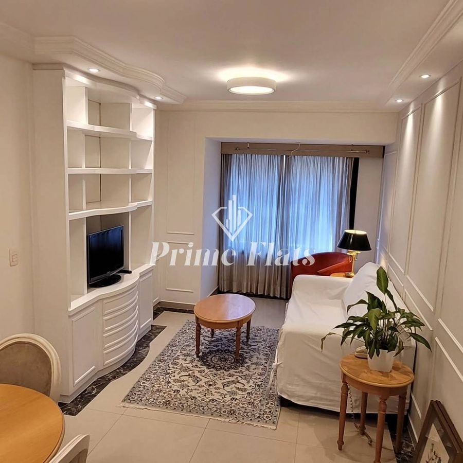 Flat mobiliado no Estanconfor Moema disponível para locação, com 34m², com 1 quarto e 1 vaga no bairro Moema - Flat em Moema, São Paulo - para locação - Prime Flats Negócios Imobiliários