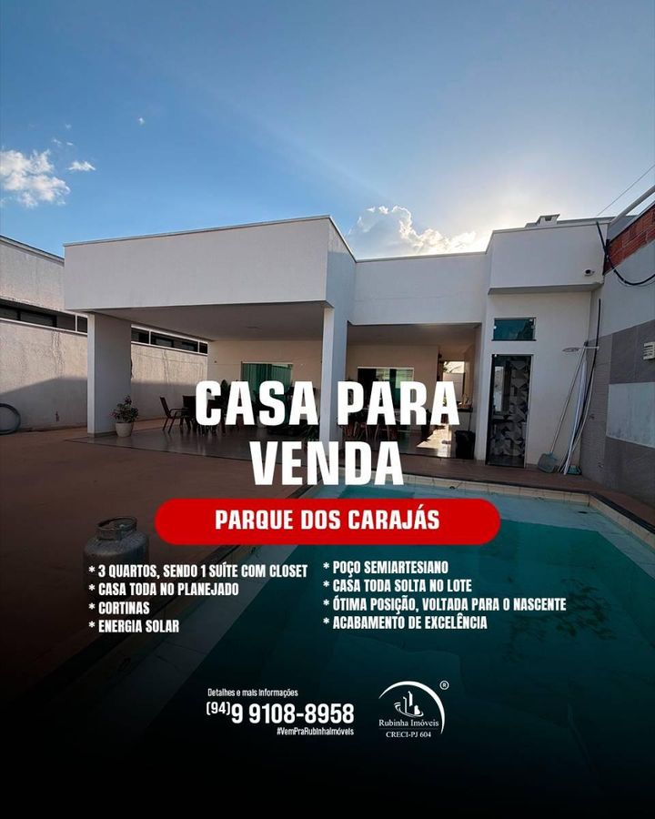 Venda | Parque dos Carajás - Casa em PARQUE DOS CARAJAS, Parauapebas - à venda - Rubinha Sousa