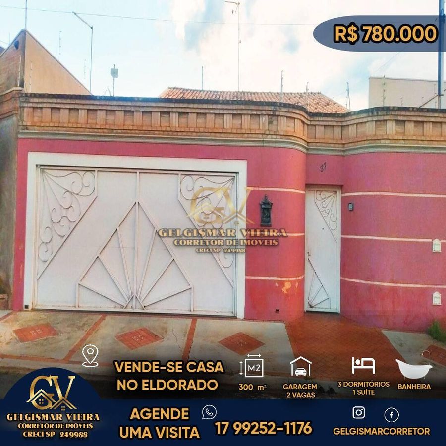 🏡 VENDE-SE CASA NO PARQ. RES. ELDORADO - BEBEDOURO - SP 🏡 - Casa em Parque Residencial Eldorado, Bebedouro - à venda - Gelgismar Vieira