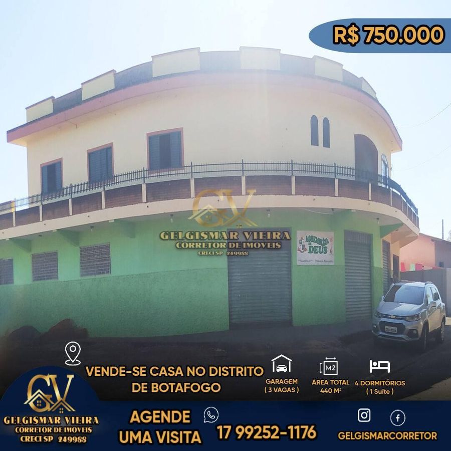 🏡 VENDE-SE CASA NO DISTRITO DE BOTAFOGO - SP 🏡 - Residencial e Comercial em Botafogo, Bebedouro - à venda - Gelgismar Vieira