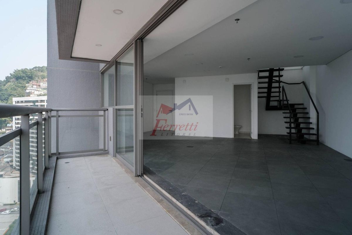 Sala comercial Duplex na cobertura com 235m² em Valongo, Santos/SP