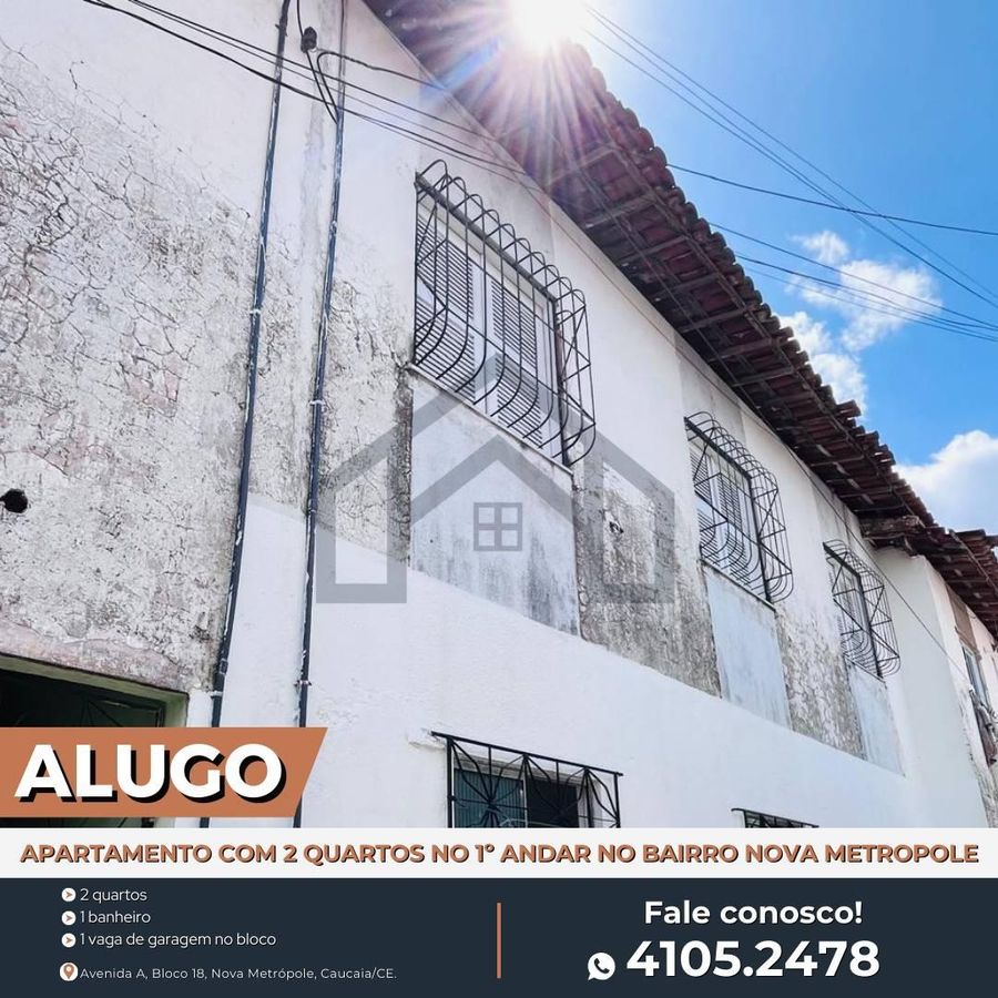 ALUGO APARTAMENTO COM 2 QUARTOS NO BAIRRO NOVA METRÓPOLE. - Apartamento em Nova Metrópole (Jurema), Caucaia - para locação - HABITAT CAUCAIA IMÓVEIS LTDA