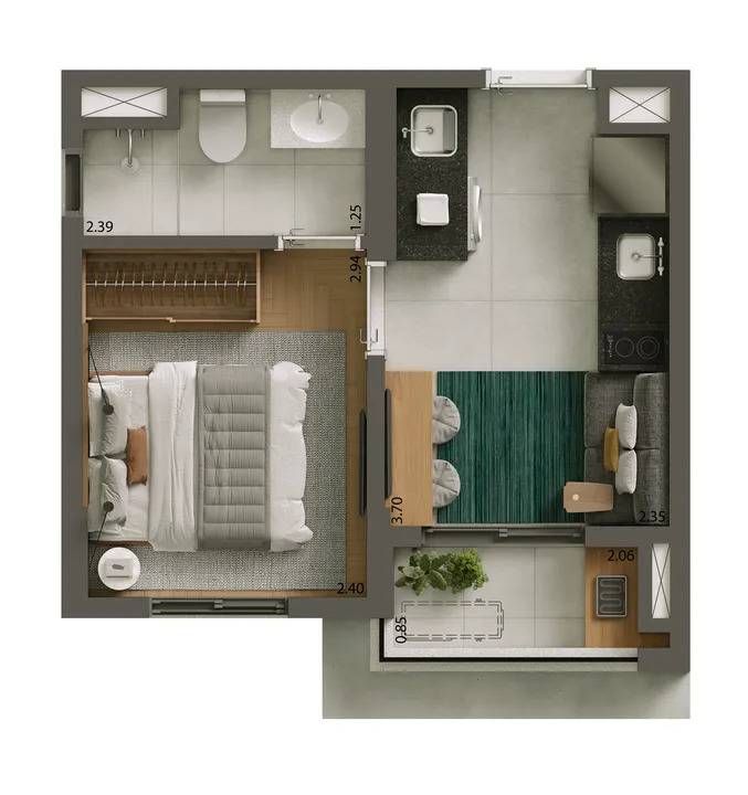 Alves Pinheiros - Apartamentos de 1 e 2 Quartos