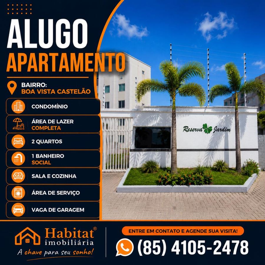 ALUGO APARTAMENTO EM CONDOMINIO COM 2 QUARTOS NO BAIRRO BOA VISTA CASTELÃO - Apartamento em Fortaleza - para locação - HABITAT CAUCAIA IMÓVEIS LTDA