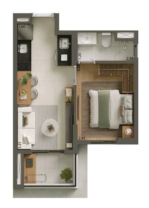 Alves Pinheiros - Apartamentos de 1 e 2 Quartos