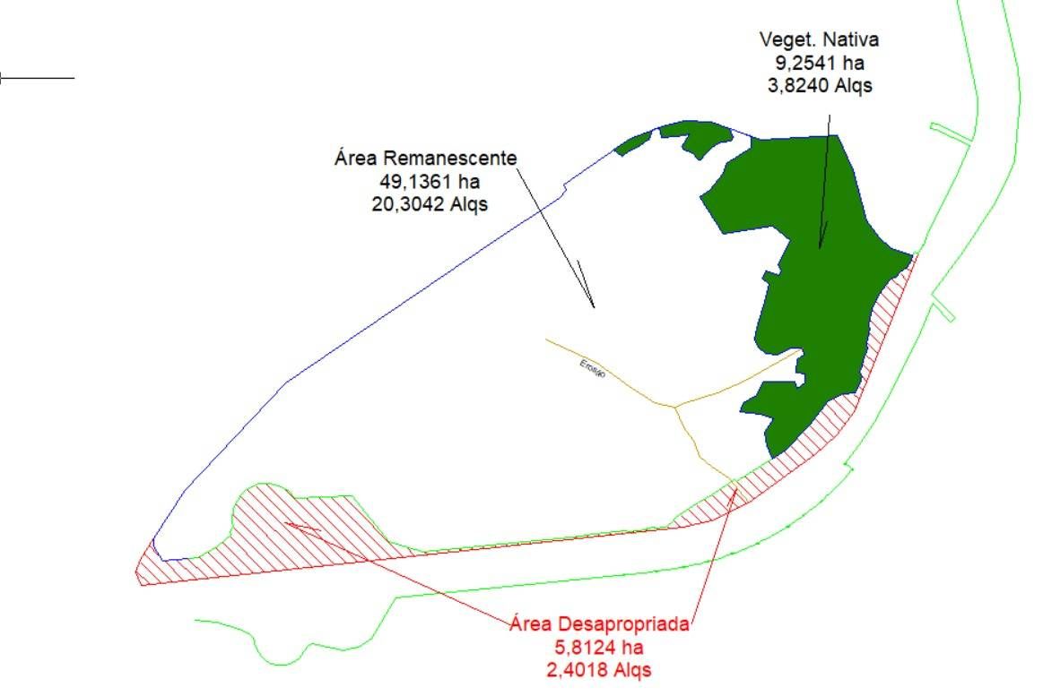 Imagem de mapa com áreas verdes e demarcações