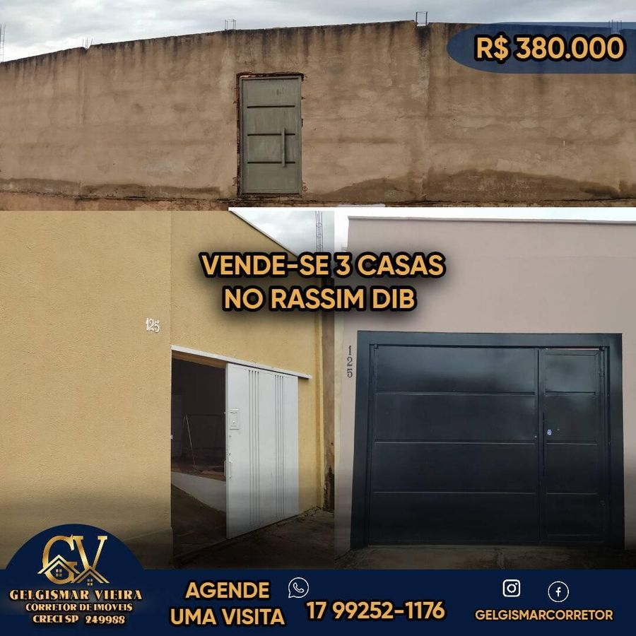 🏡 VENDE-SE 3 CASAS NO RASSIM DIB - BEBEDOURO - SP 🏡 - Casa em Residencial Rassim Dibe, Bebedouro - à venda - Gelgismar Vieira