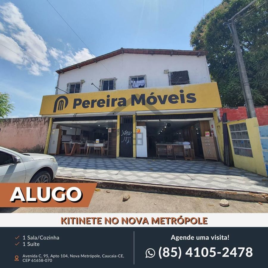ALUGO KITNET LOCALIZADO NO NOVA METRÓPOLE - Apartamento em Nova Metrópole (Jurema), Caucaia - para locação - HABITAT CAUCAIA IMÓVEIS LTDA