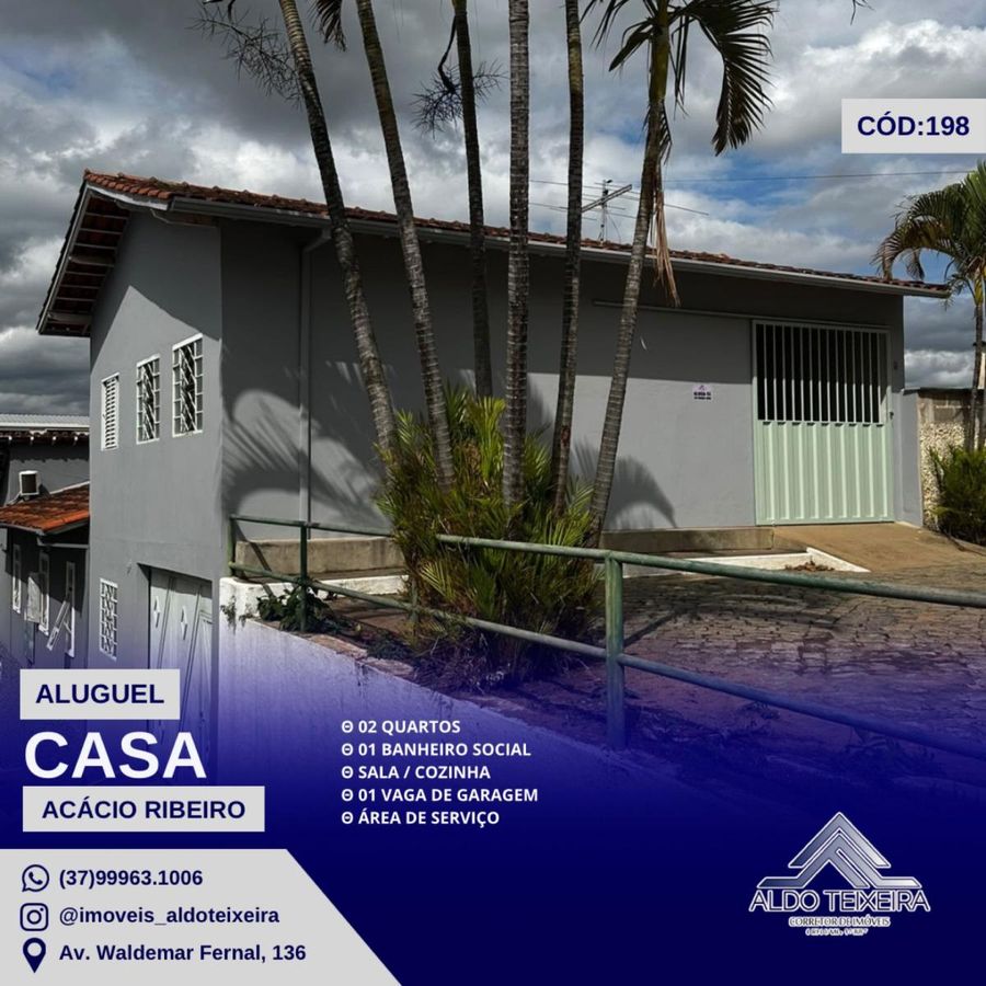 Casa, Acácio Ribeiro - Oliveira - Casa em Acácio Ribeiro, Oliveira - para locação - ALDO ANTÔNIO TEIXEIRA