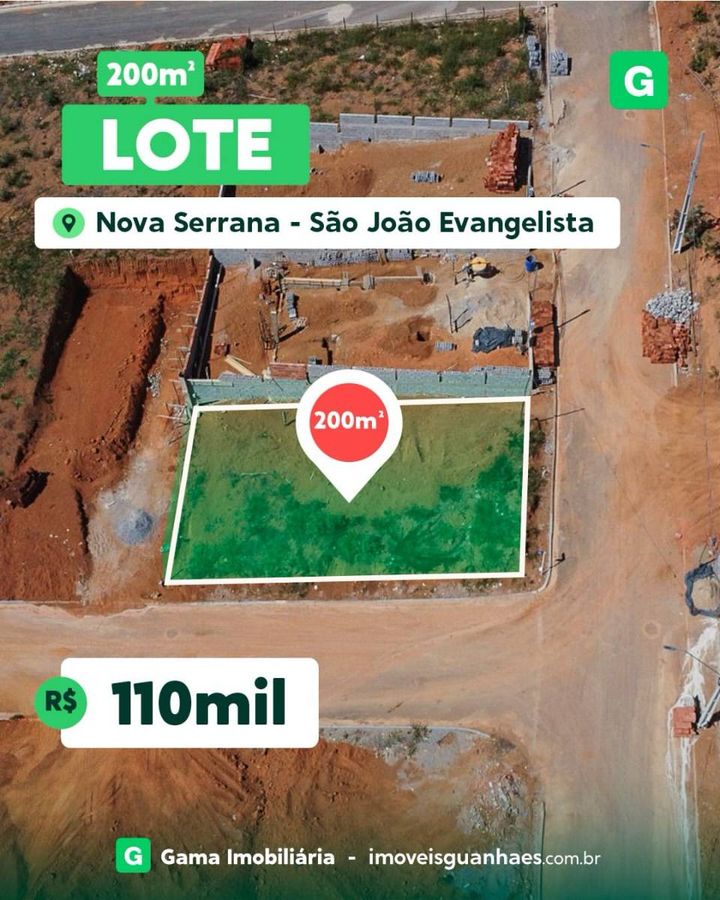 Oportunidade de Lote no Bairro Nova Serrana em São João Evangelista 📍 - Lote/Terreno em São João Evangelista - à venda - Gama Imobiliária