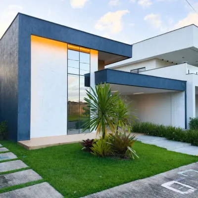 Fachada da casa no condomínio Damha