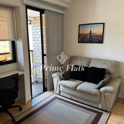 Flat disponível para locação no Qi Intelligence Flat em Moema, com 37m², 1 quarto e 1 vaga - Flat em Moema, São Paulo - para locação - Prime Flats Negócios Imobiliários