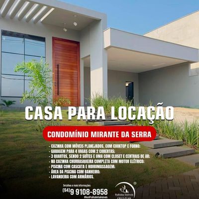 Locação | Mirante da Serra - Casa de Condomínio em Parauapebas - para locação - Rubinha Sousa