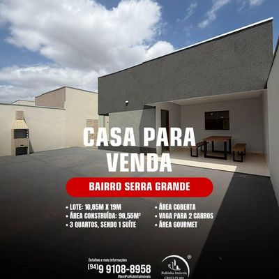 Venda | Bairro Serra Grande - Casa em Serra Grande, Parauapebas - à venda - Rubinha Sousa