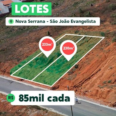 Oportunidade de lotes no Bairro Nova Serrana em São João Evangelista 📍 - Lote/Terreno em São João Evangelista - à venda - Gama Imobiliária