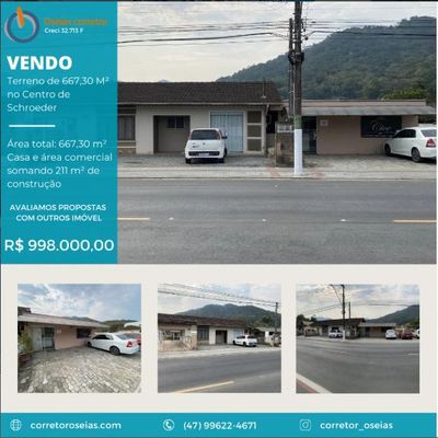 Casa com sala comercial - Residencial e Comercial em Centro, Schroeder - à venda - SONHO D`LAR IMOVEIS LTDA