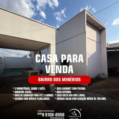 Venda | Bairro dos Minérios - Casa em Dos Minerios, Parauapebas - à venda - Rubinha Sousa